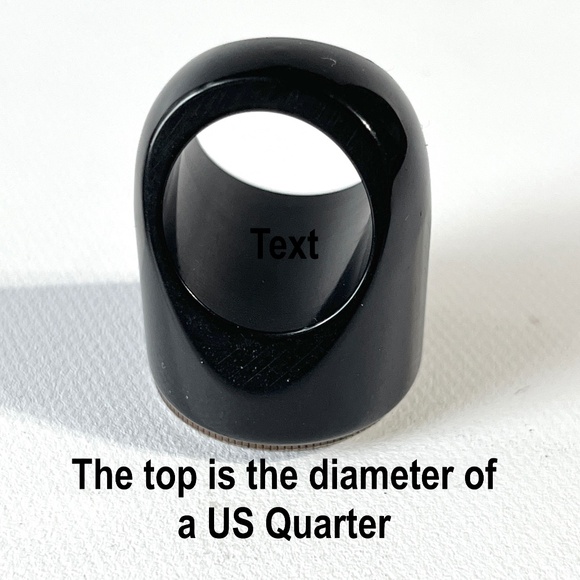 Vintage Size 6 1/2 Lucite Ring Chunky Flat Top Dome Black Mid Century Modern - Picture 10 of 15